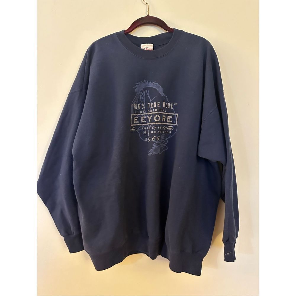 Vintage The Disney Store Winnie the Pooh Eeyore Sweatshirt Crewneck Size 2X Blue - Picture 1 of 5